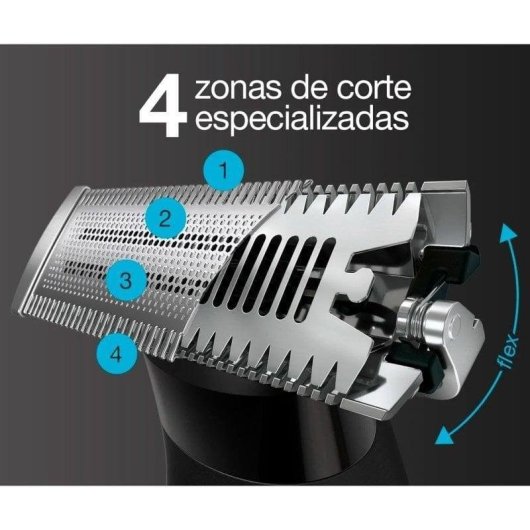 Máquina de Barbear Corporal Braun XT5100 Recarregável Seco e Molhado 5 Ajustes 5 Pentes Lâmina 4D