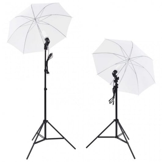 VidaXL Kit Studio Photo Lampes, Parapluies, Fond et Réflecteur