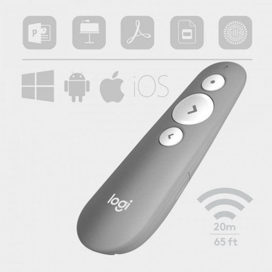 Contrôleur laser sans fil Logitech R500 pour présentations Gris