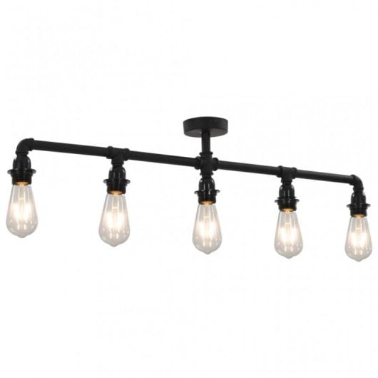 vidaXL Lampada da Soffitto Nera con 5 Lampadine E27