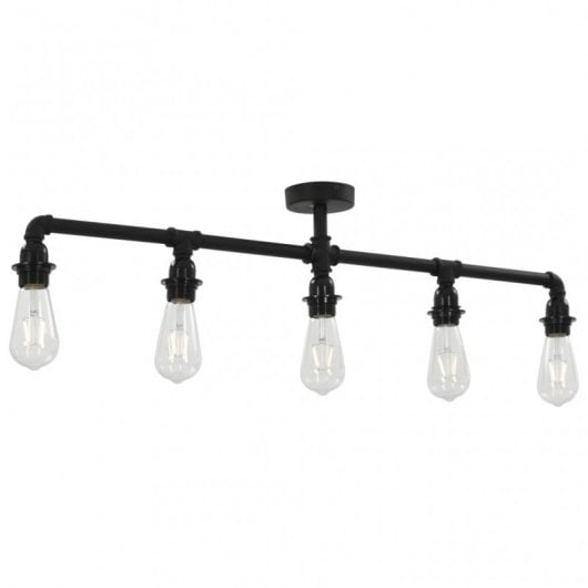 vidaXL Lampada da Soffitto Nera con 5 Lampadine E27