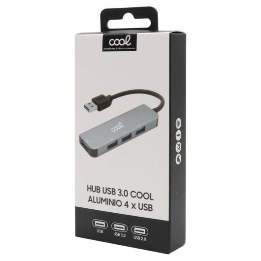 Cool Hub USB Universal 4 Portas USB 3.0 Alumínio Cinzento