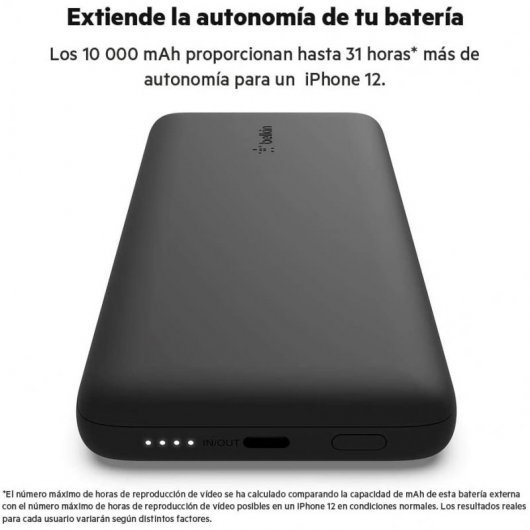 Belkin BoostCharge Plus Powerbank USB-C 10000 mAh con Cables Integrados Negra