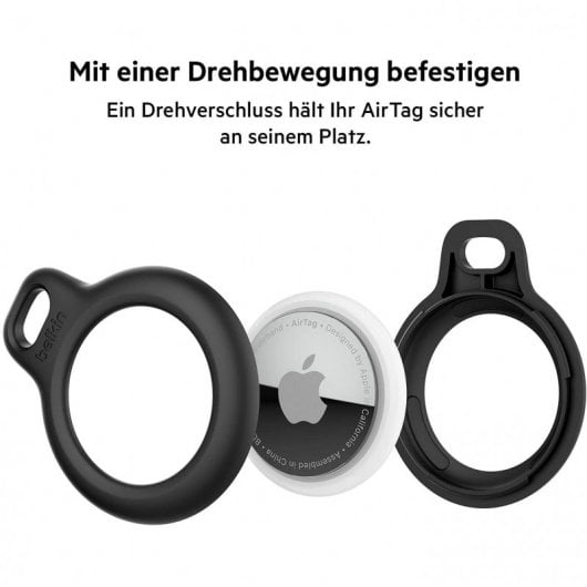 Belkin AirTag-Hülle mit Schlüsselanhänger, 2er-Pack – Weiß/Schwarz