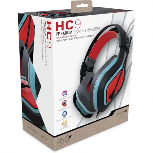 Gioteck HC-9 Cuffie Stereo Cablate Rosso/Blu Multipiattaforma