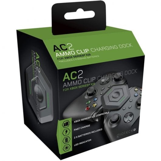 Caricabatterie Gioteck Compact AC-2 + 2 batterie da 600 mAh per due controller Xbox Series X/S