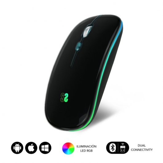 Subblim LED double souris plate souris optique sans fil RGB 1600DPI noir