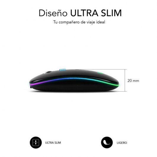 Subblim LED double souris plate souris optique sans fil RGB 1600DPI noir