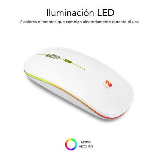 Mouse ottico wireless Subblim LED Dual Flat Mouse RGB 1600 DPI bianco