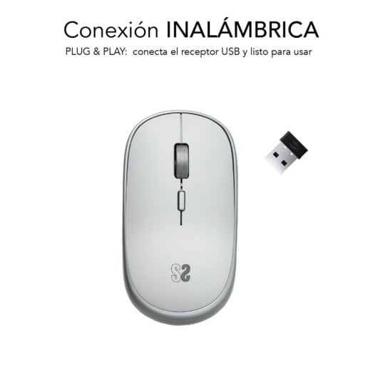Subblim Wireless Mini Mouse Rato Ótico Sem Fios Branco/Prateado