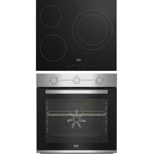 Beko BBSE12120XD Pack Horno Convencional 72L A Inox + Placa Vitrocerámica 3 Zonas Negra