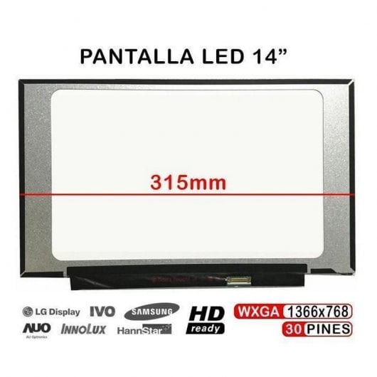 Tela LED 14" WXGA 315mm para Portátil B140XTN07.2 NT140WHM-N44 V8.0