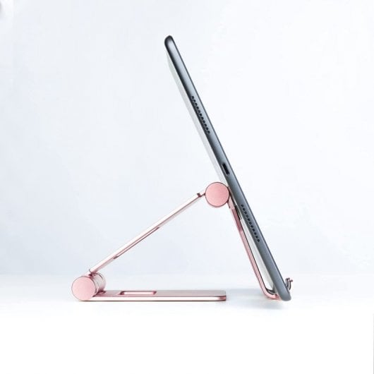 Support réglable TooQ pour smartphone/tablette jusqu'à 10" velours rose