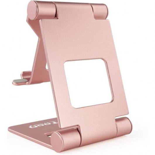 Support réglable TooQ pour smartphone/tablette jusqu'à 10" velours rose