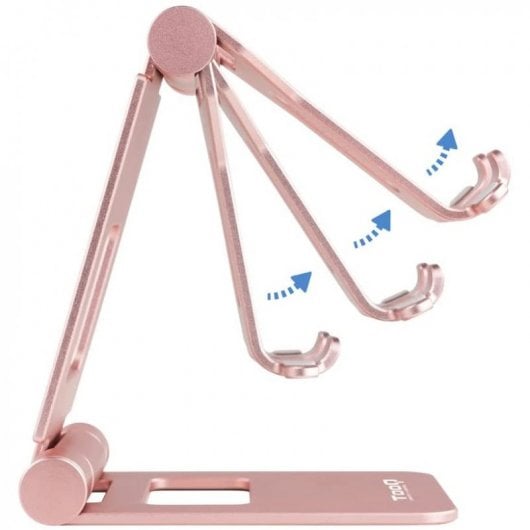 Support réglable TooQ pour smartphone/tablette jusqu'à 10" velours rose