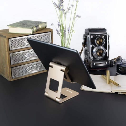 TooQ Soporte Ajustable para Smartphone/Tablet hasta 10" Oro