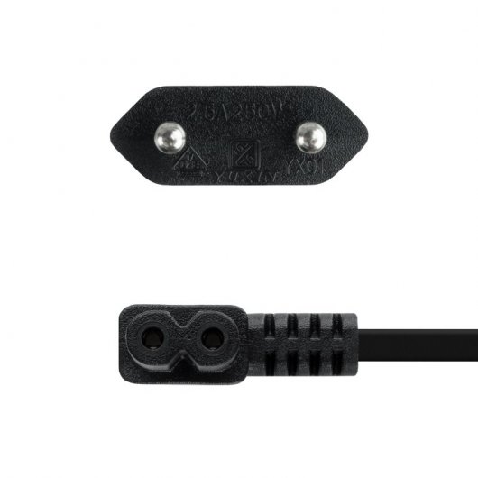 Câble d'alimentation coudé Nanocable CEE7 mâle vers C7 femelle noir 3 m