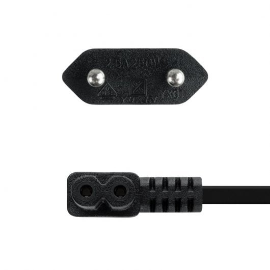 Câble d'alimentation coudé Nanocable CEE7Male vers C7 Femelle Noir 1,8m