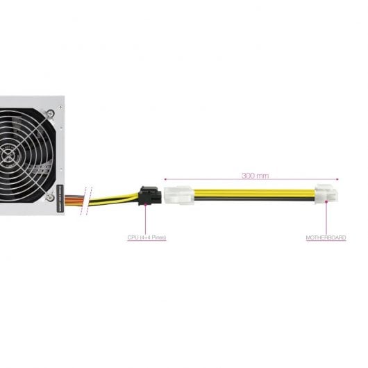 Nanocable Cable de Alimentación Extensor para Fuentes de Alimentación 8 Pines/H-4+4 Pines/M 30cm