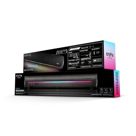 Barra di Suono Energy Sistem ESG 2 Sonar 2.0 10W Bluetooth Jack RGB Nera