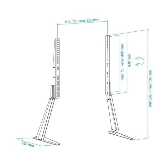 TooQ DB3270T-B Support de Bureau pour Écrans 32 à 70" VESA 75x75 à 800x400 Max 50Kg
