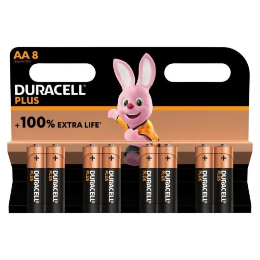 Pilha Alcalina Duracell Plus Pack 8 AA LR06 1.5V