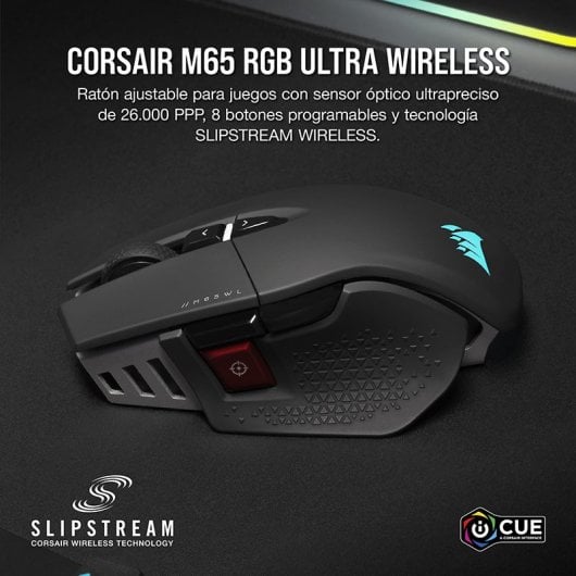 Mouse da gioco wireless ultra wireless Corsair M65 RGB 26.000 DPI nero