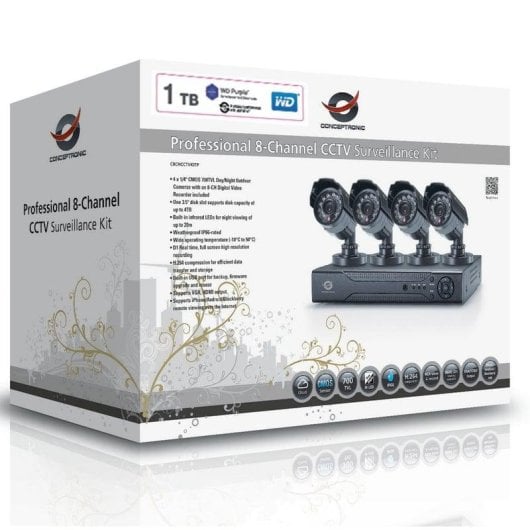 Conceptronic Kit Videovigilancia 8 Canales Profesional + 1TB