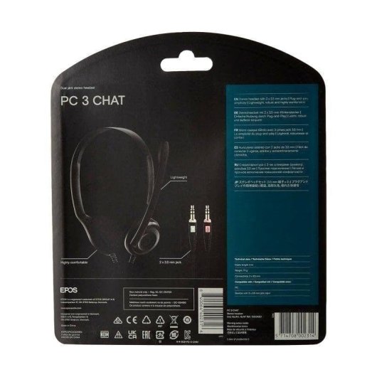 Cuffie Epos PC 3 Chat con cavo, doppio jack 3,5 mm, mono, cancellazione rumore, nero