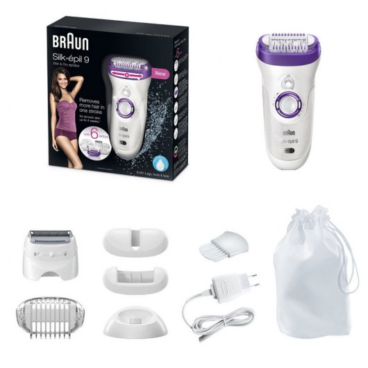 Braun Silk-épil 9 9-561 Depiladora Inalámbrica Wet&Dry con 6 Accesorios