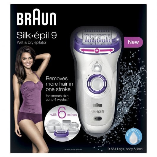 Braun Silk-épil 9 9-561 Depiladora Inalámbrica Wet&Dry con 6 Accesorios