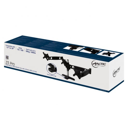 Arctic Z3 Pro Soporte 3 Monitores Vesa 75/100 + USB 3.0