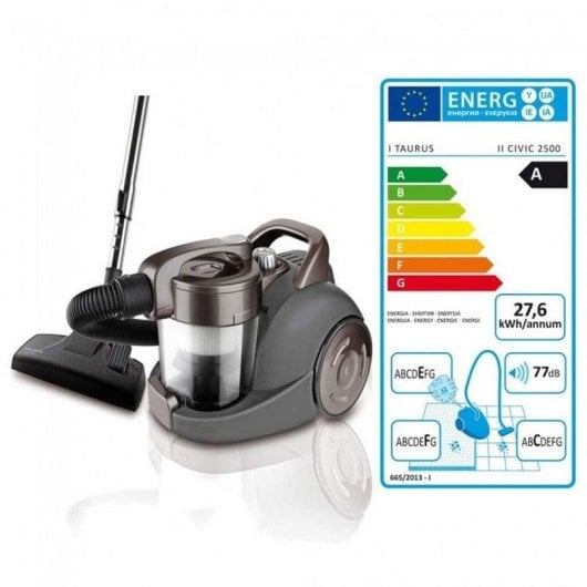Aspirador sem Saco Taurus Civic 2500 700W Filtro HEPA 2.5L Potência Regulável