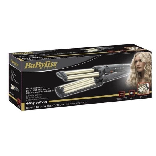 Fer Triple BaByliss C260E Céramique et Titane 15mm 160-200°C 3 Températures Arrêt Automatique Noir et Argent