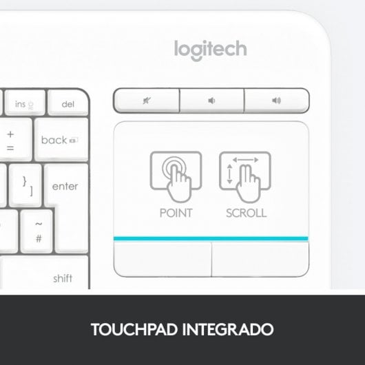 Tastiera wireless Logitech K400+ con touchpad bianca