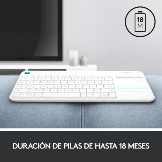 Tastiera wireless Logitech K400+ con touchpad bianca