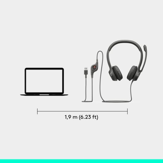 Logitech H390 Auriculares Estéreo con Micrófono con Supresión de Ruido USB-A funciona con Chromebook
