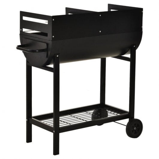 Outsunny Barbacoa de Carbón con 2 Parrillas Negra