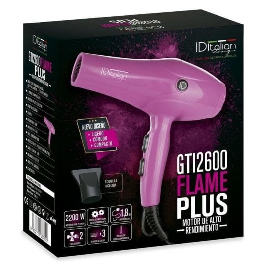 Sèche-cheveux Professionnel Italian Design GTI 2600 Flame Plus 2200W 3 Températures 2 Vitesses Air Froid Léger Violet