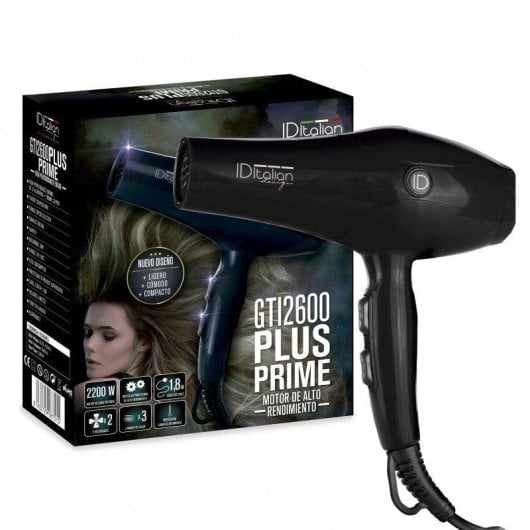 Sèche-cheveux Italian Design GTI 2600 Plus Professionnel 2200W Écofriendly Accessoires Noir