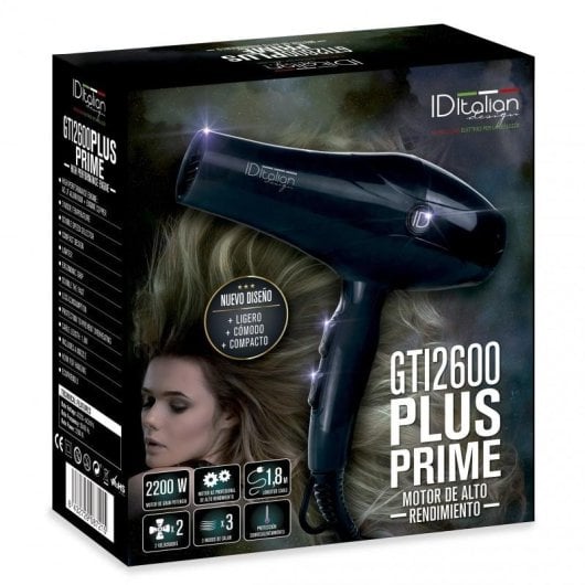 Sèche-cheveux Professionnel Italian Design GTI 2600 Plus 2200W 3 Températures 2 Vitesses Ecofriendly Noir