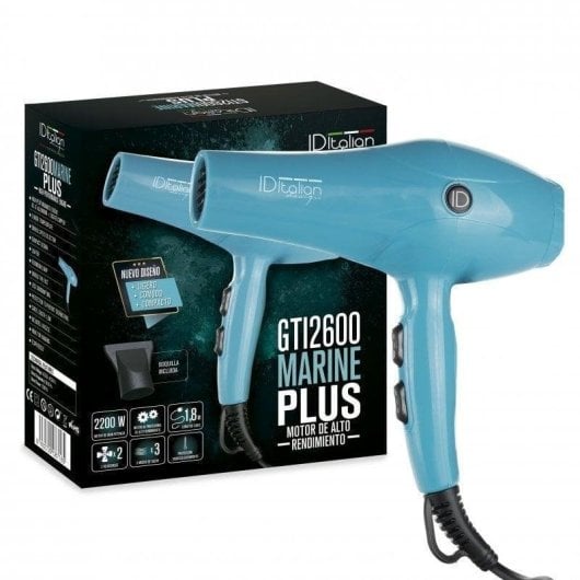 Sèche-cheveux Professionnel Italian Design GTI 2600 2200W 3 Températures 2 Vitesses Ecofriendly Noir avec Accessoires