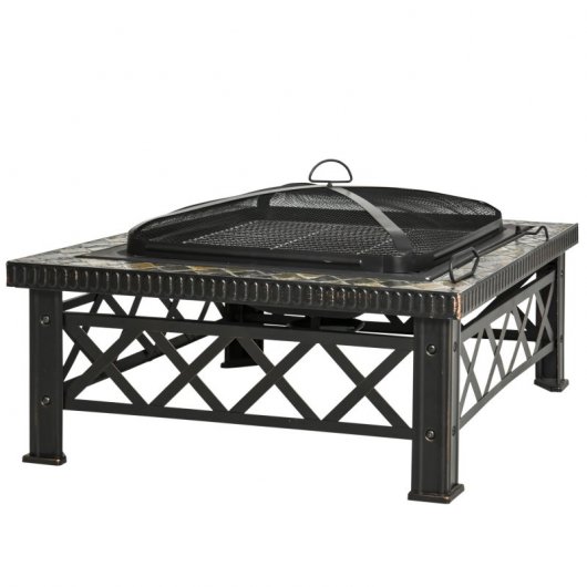 Outsunny Brasero Exterior Multifuncional Negro