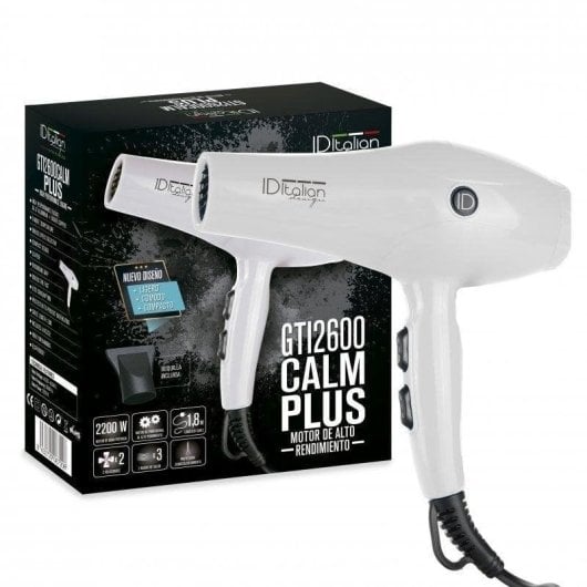 Sèche-cheveux Professionnel Italian Design GTI 2600 Calm Plus 2200W 3 Températures 2 Vitesses Air Froid Blanc