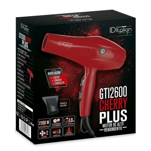 Asciugacapelli Italian Design GTI 2600 Cherry Plus Professionale 2200W 3 Modalità Rosso