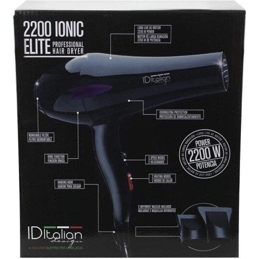 Phon Professionale Ionico Italian Design Ionic Elite 2200W 2 Temperature 2 Velocità Aria Fredda Nero