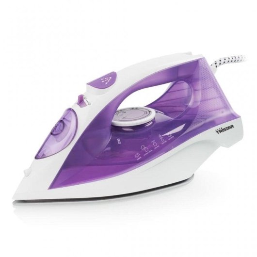 Plancha Tristar ST-8350 suela cerámica 2200W vapor continuo 30g/min blanca y morada