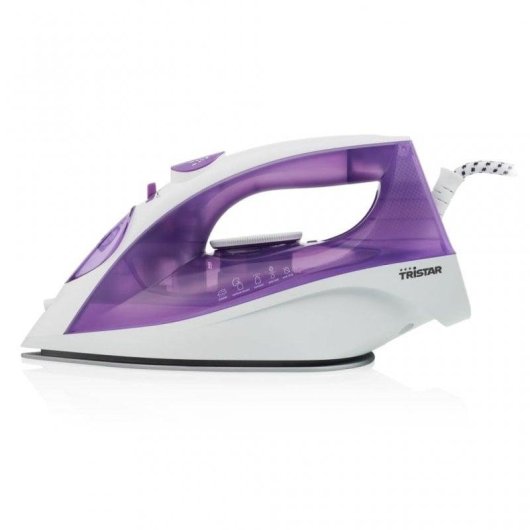 Plancha Tristar ST-8350 suela cerámica 2200W vapor continuo 30g/min blanca y morada