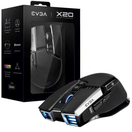 Souris optique sans fil EVGA X20 16 000 DPI noire