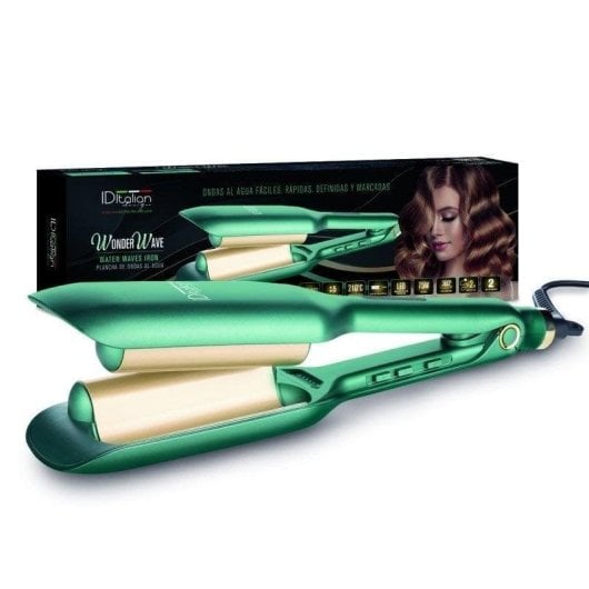 Prancha de Cabelo Cerâmica Italian Design Wonder Wave 210ºC Placas Largas Desligar Automático Preto